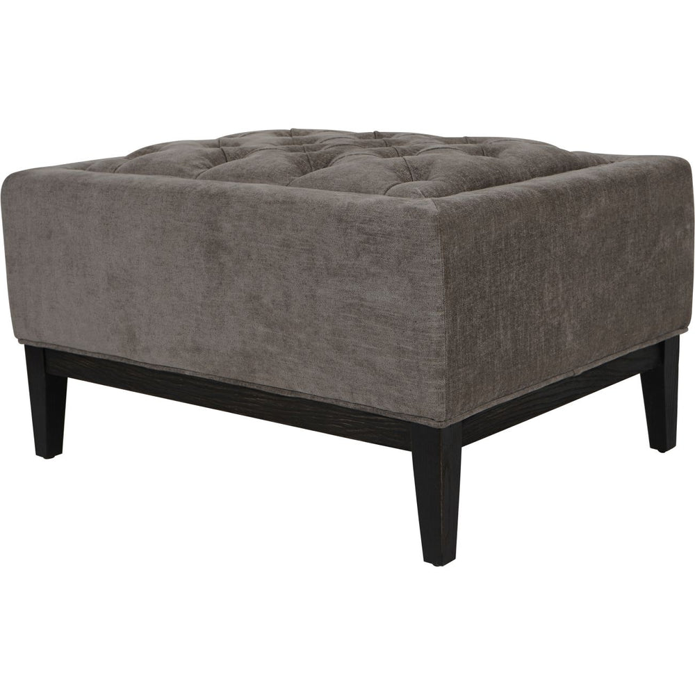 Theodore Buttoned Stool in Warm Grey Fabric 81x61cm by Libra