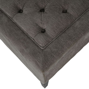 Theodore Buttoned Stool in Warm Grey Fabric 81x61cm by Libra, image 4