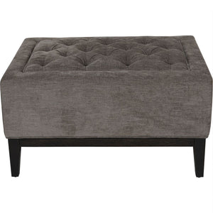 Theodore Buttoned Stool in Warm Grey Fabric 81x61cm by Libra