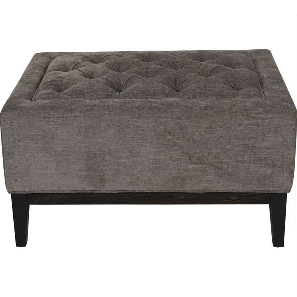 Theodore Buttoned Stool in Warm Grey Fabric 81x61cm by Libra