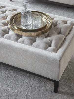 Theodore Buttoned XL Ottoman in Ivory Fabric 140x75cm by Libra, image 5