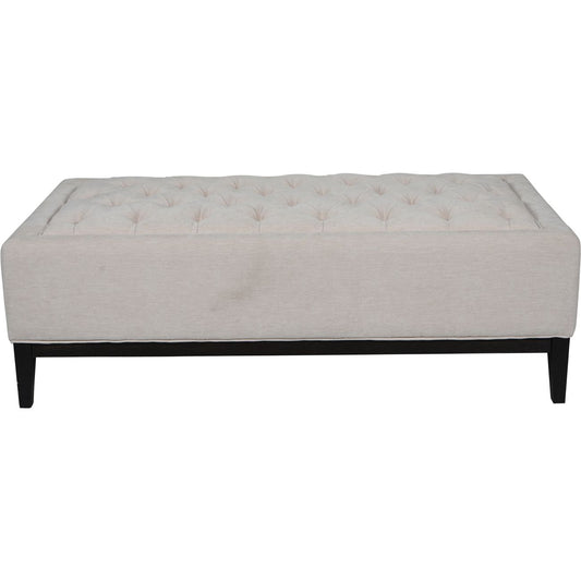 Theodore Buttoned XL Ottoman in Ivory Fabric 140x76cm