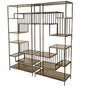 Westley Set of 2 Shelving Units in Dark Gold with Brown Tinted Glass