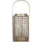 Barossa Fretwork Square Lantern in Aged Gold with Glass Flute 33cm