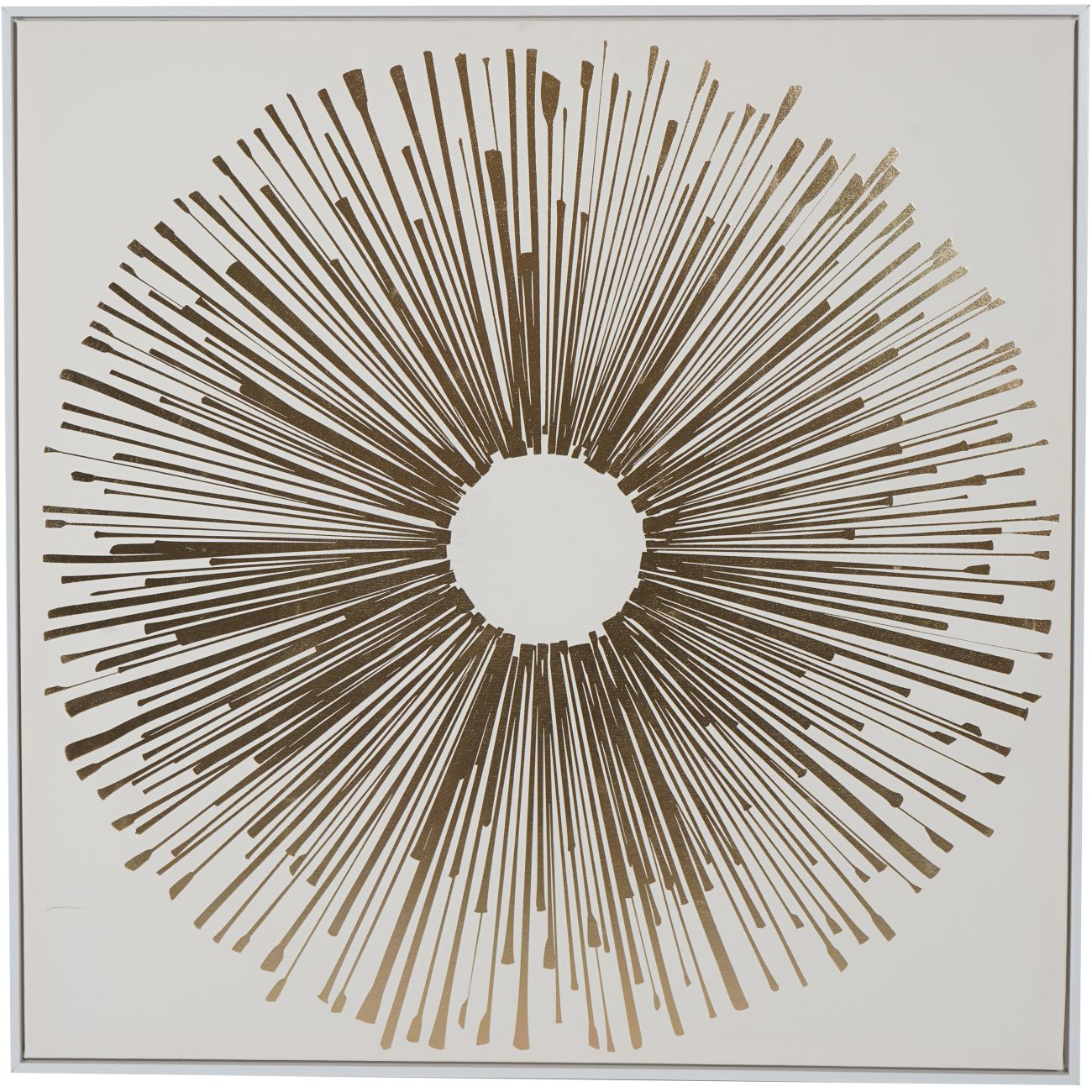 Golden Foiled Sunburst Framed Canvas 100x100cm