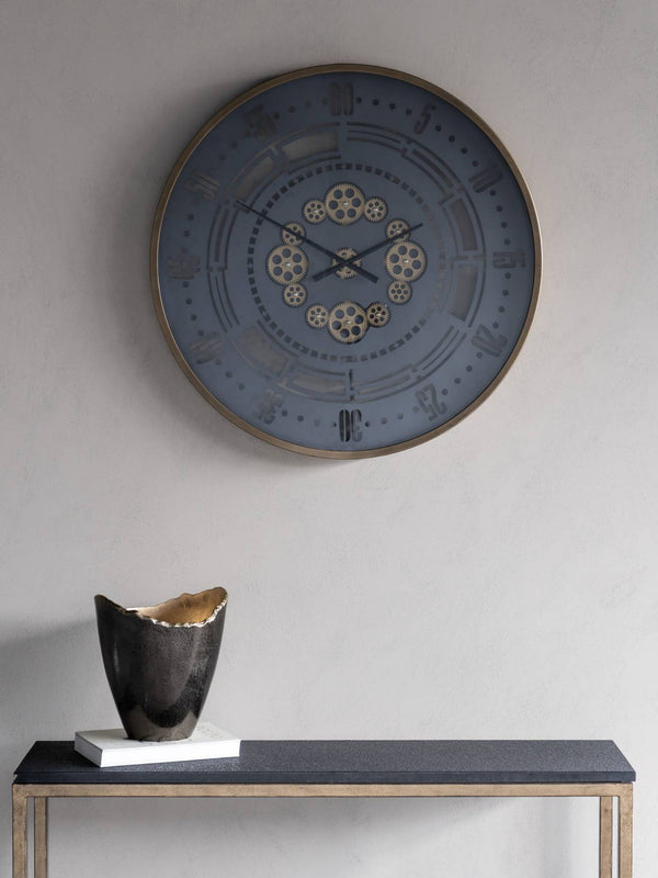 Manchester Industrial Round Gold and Grey Wall Clock 75cm by Libra, image 6