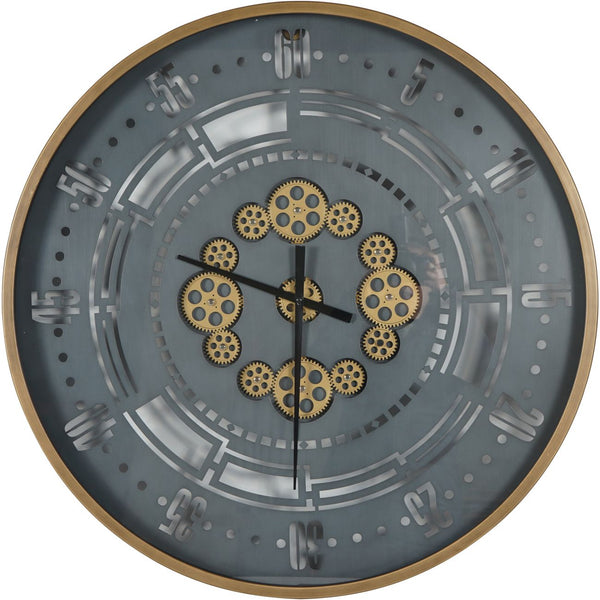 Manchester Industrial Round Gold and Grey Wall Clock 75cm by Libra