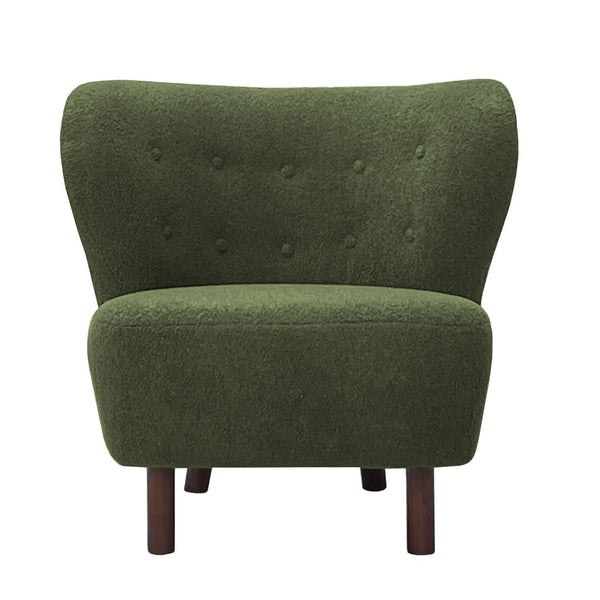 Lewis Wingback Occasional Chair in Hunter Green Boucle by Libra