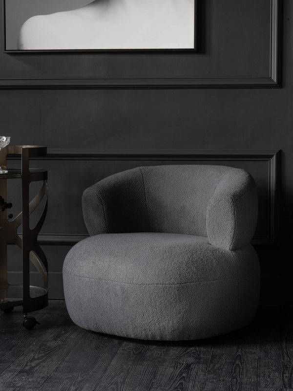 Luna Occasional Chair in Grey Boucle by Libra, image 6