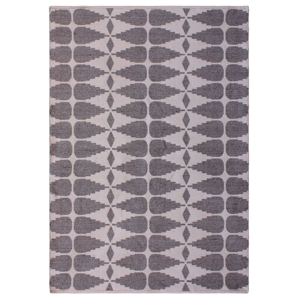 Ayudar Jacquard Woven Ivory, Grey & Charcoal 160x230cm PET Rug by Libra