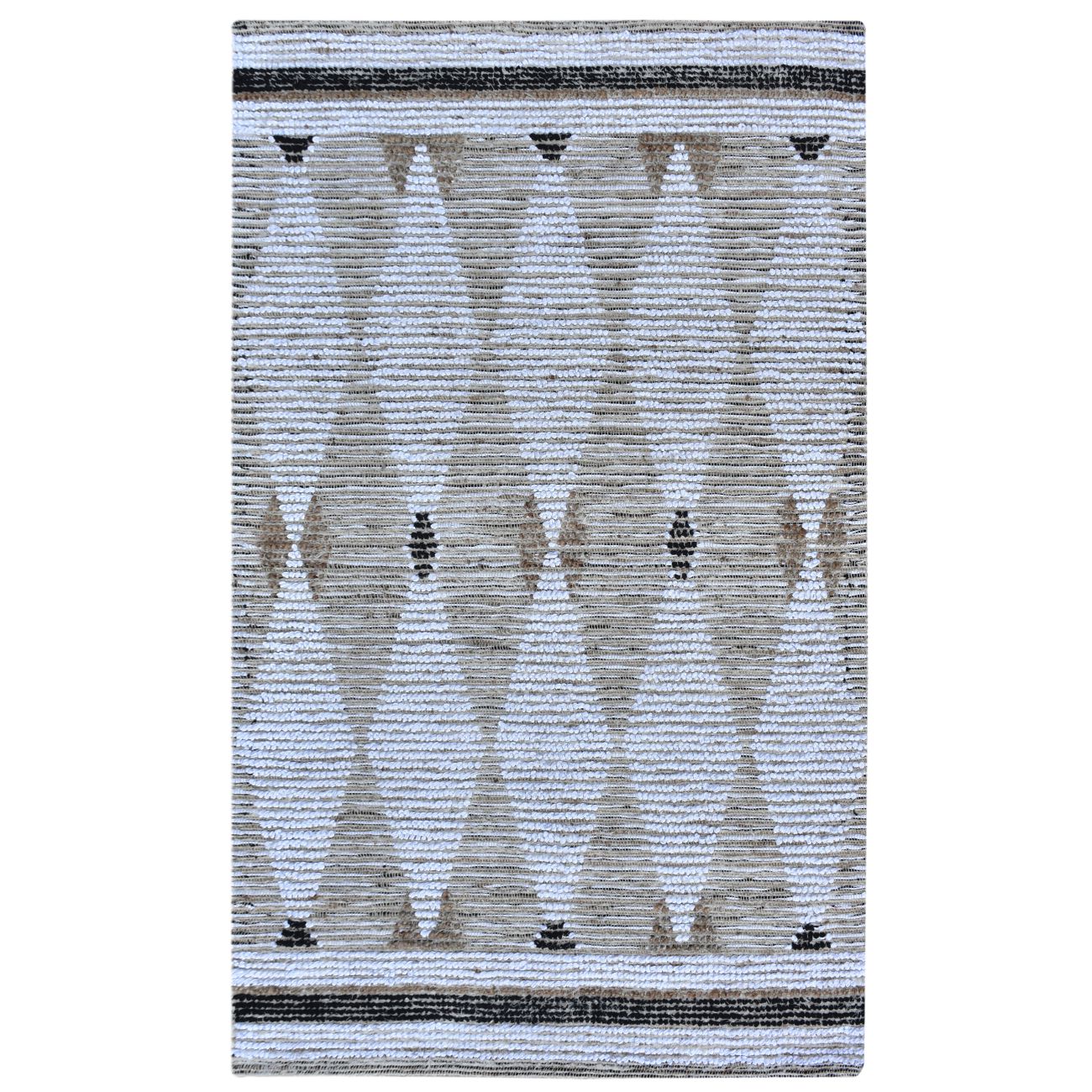 Yarkon Hand Woven Ivory & Charcoal 160x230cm Jute, Cotton Salvage & Chindi Rug