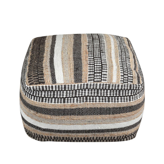 Yeru Hand Woven Jute & Wool Large Pouffe