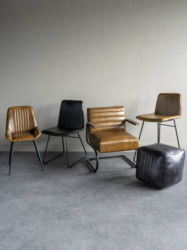 Robinson Pair of Leather Dining Chairs in Charcoal by Libra, image 6