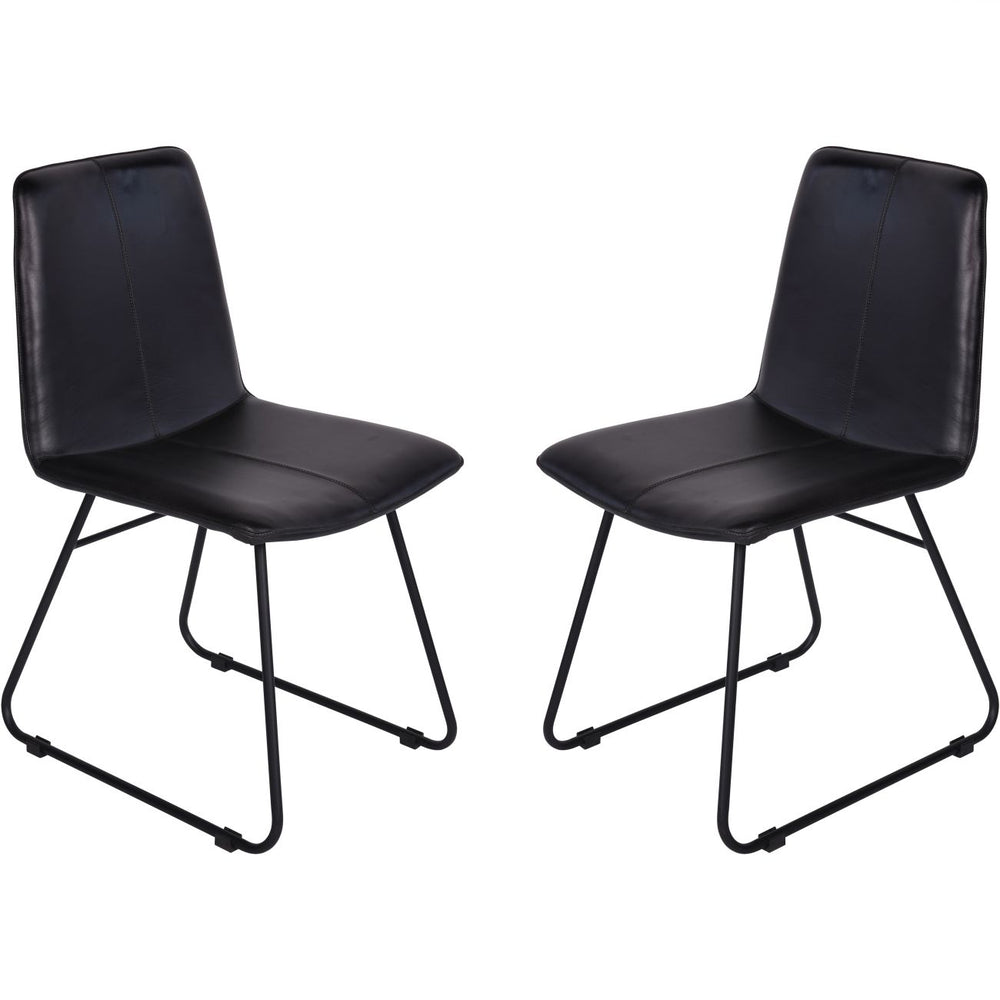 Robinson Pair of Leather Dining Chairs in Charcoal by Libra