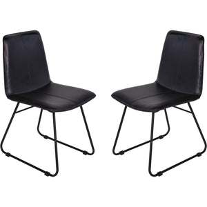 Robinson Pair of Leather Dining Chairs in Charcoal by Libra