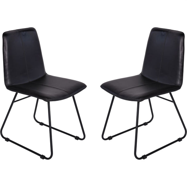 Robinson Pair of Leather Dining Chairs in Charcoal by Libra