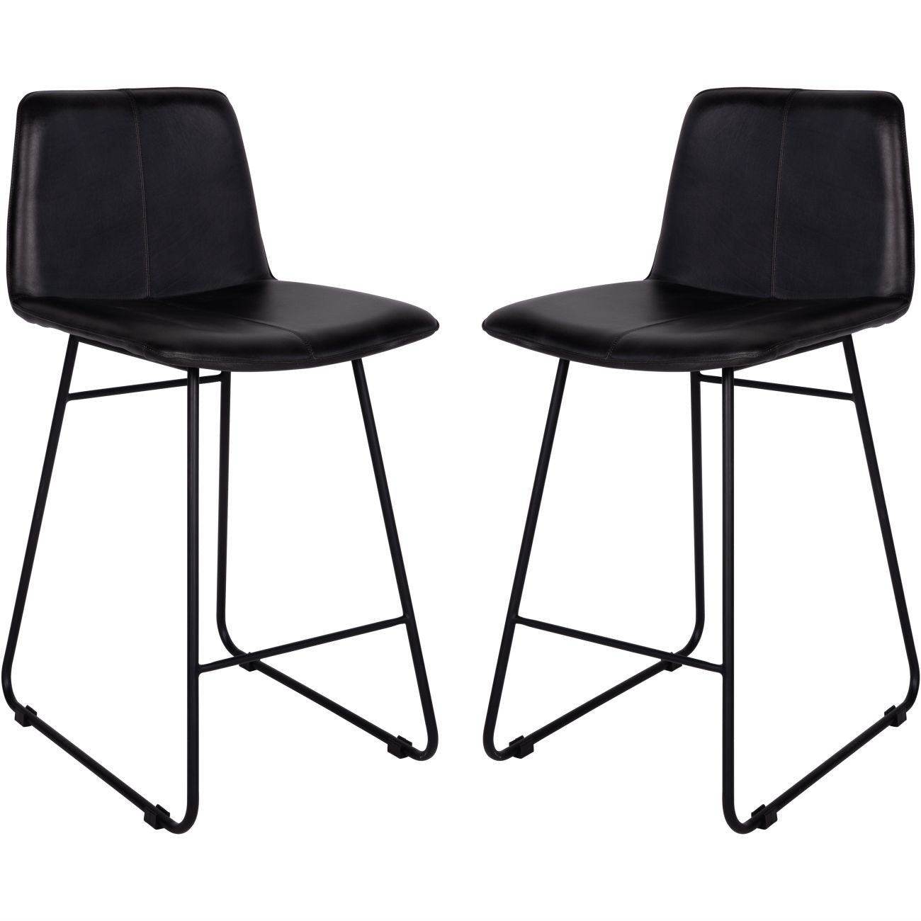 Pair of Robinson Leather Bar Stools in Charcoal