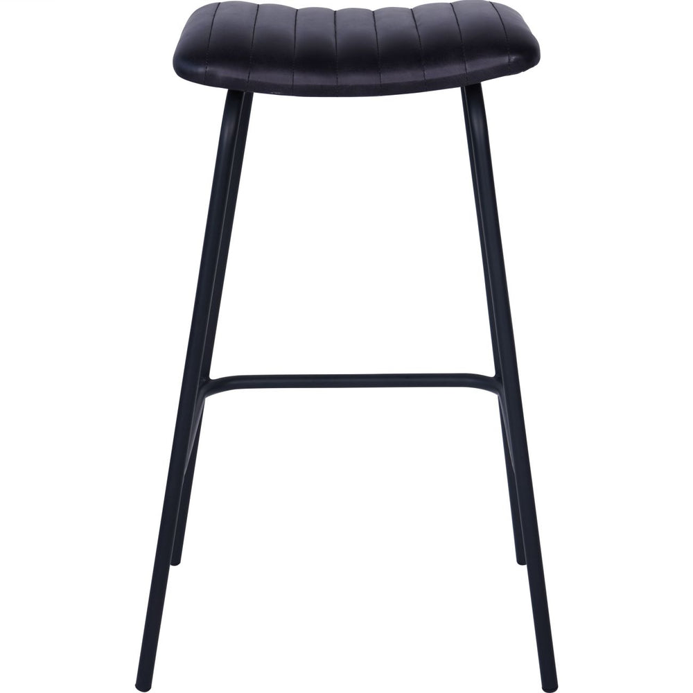 Arthur Pair of Leather Bar Stools in Charcoal by Libra