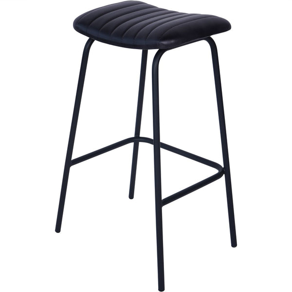 Arthur Pair of Leather Bar Stools in Charcoal by Libra, image 3