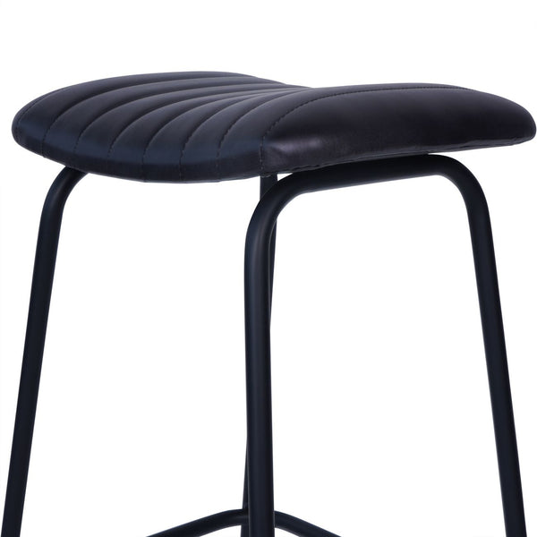 Arthur Pair of Leather Bar Stools in Charcoal by Libra, image 5