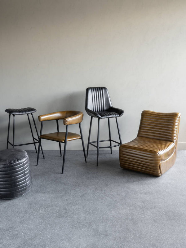 Arthur Pair of Leather Bar Stools in Charcoal by Libra, image 7