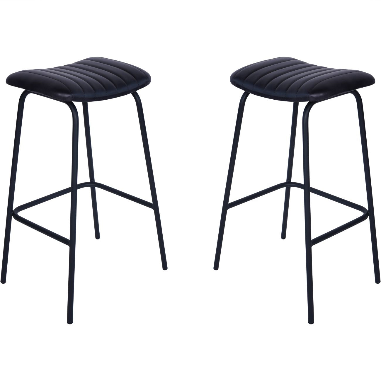 Pair of Arthur Leather Bar Stools in Charcoal