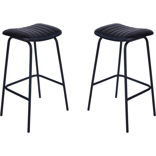 Pair of Arthur Leather Bar Stools in Charcoal