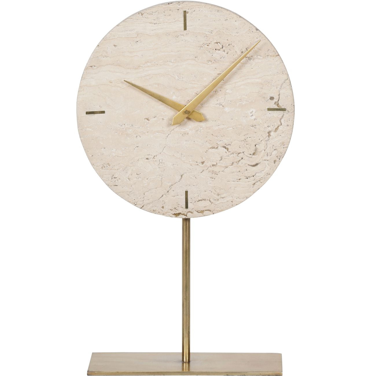 Light Travertine Mantle Clock On Stand