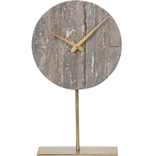 Dark Travertine Mantle Clock On Stand