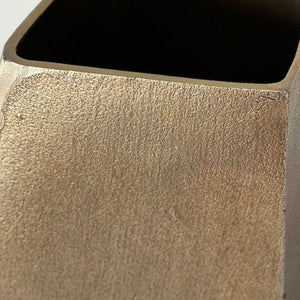 Cast Aluminium Faceted Vase in Antique Brass 34cm by Libra, image 3