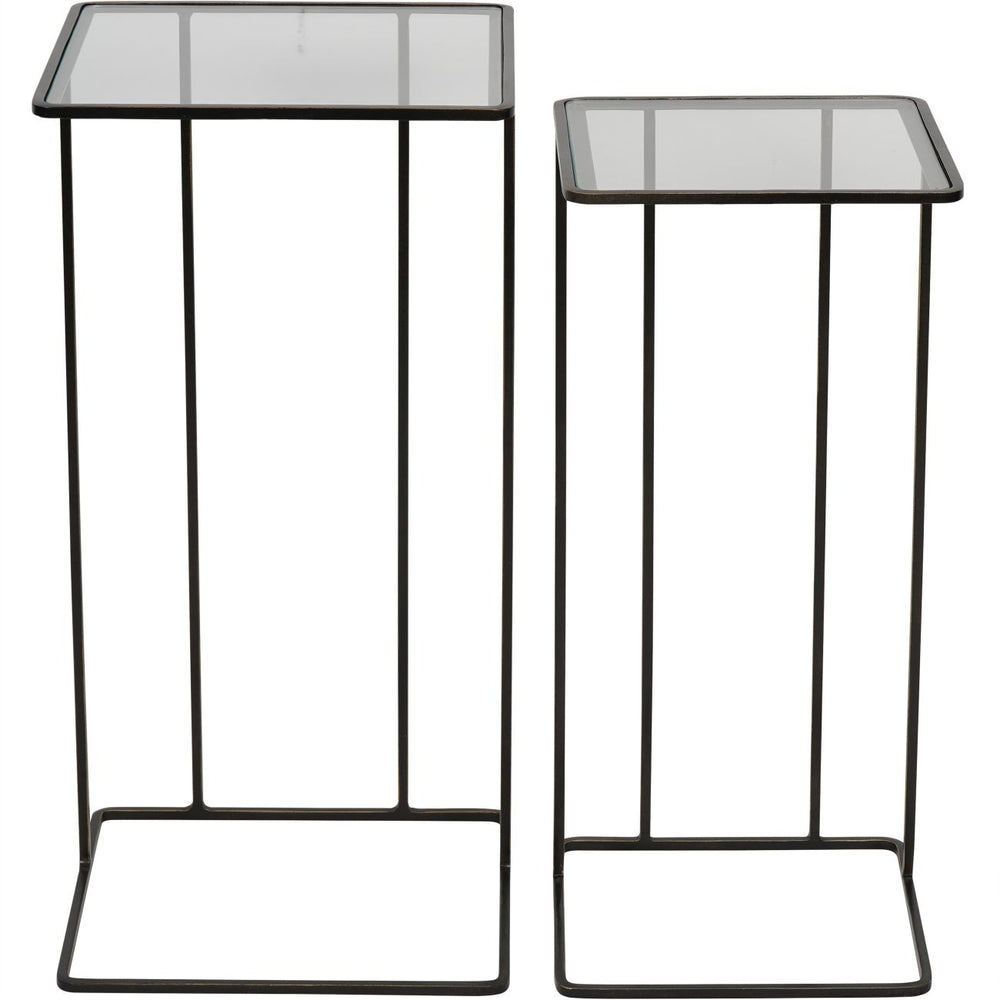 Salzburg Set of 2 Glass and Metal Side Tables in Dark Bronze by Libra