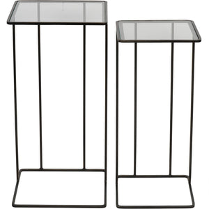Salzburg Set of 2 Glass and Metal Side Tables in Dark Bronze by Libra, image 2