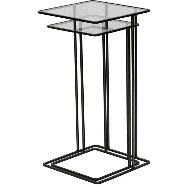 Salzburg Set of 2 Glass and Metal Side Tables in Dark Bronze by Libra, image 3