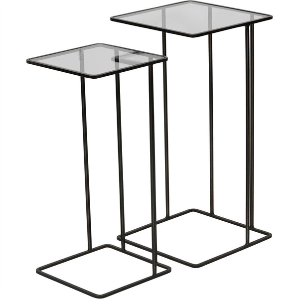 Salzburg Set of 2 Glass and Metal Side Tables in Dark Bronze by Libra