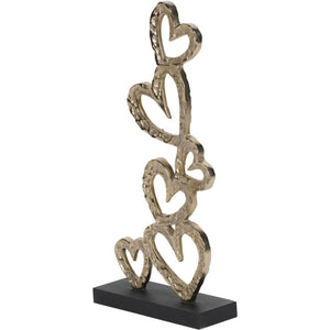 Multi Hearts Sculpture on Black Wooden Base by Libra, image 2