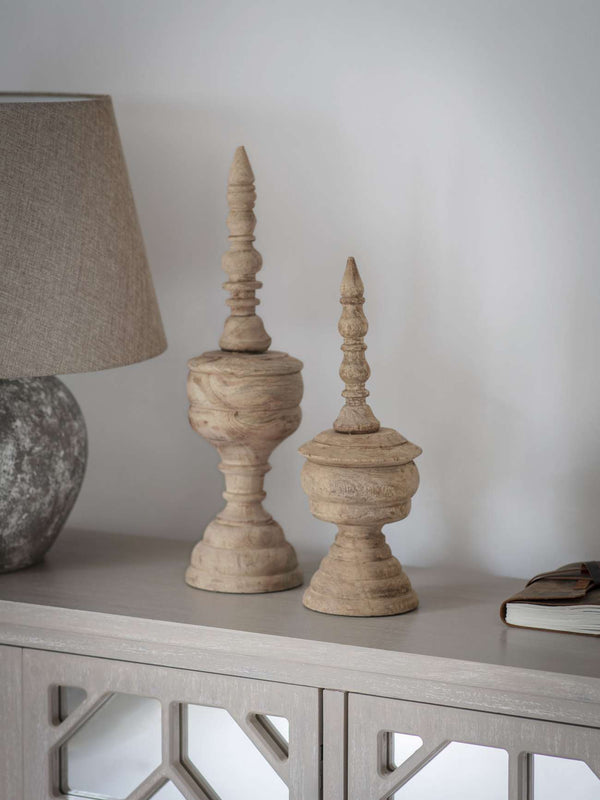 Hand Carved Wooden Finial Sculpture Large by Libra, image 5