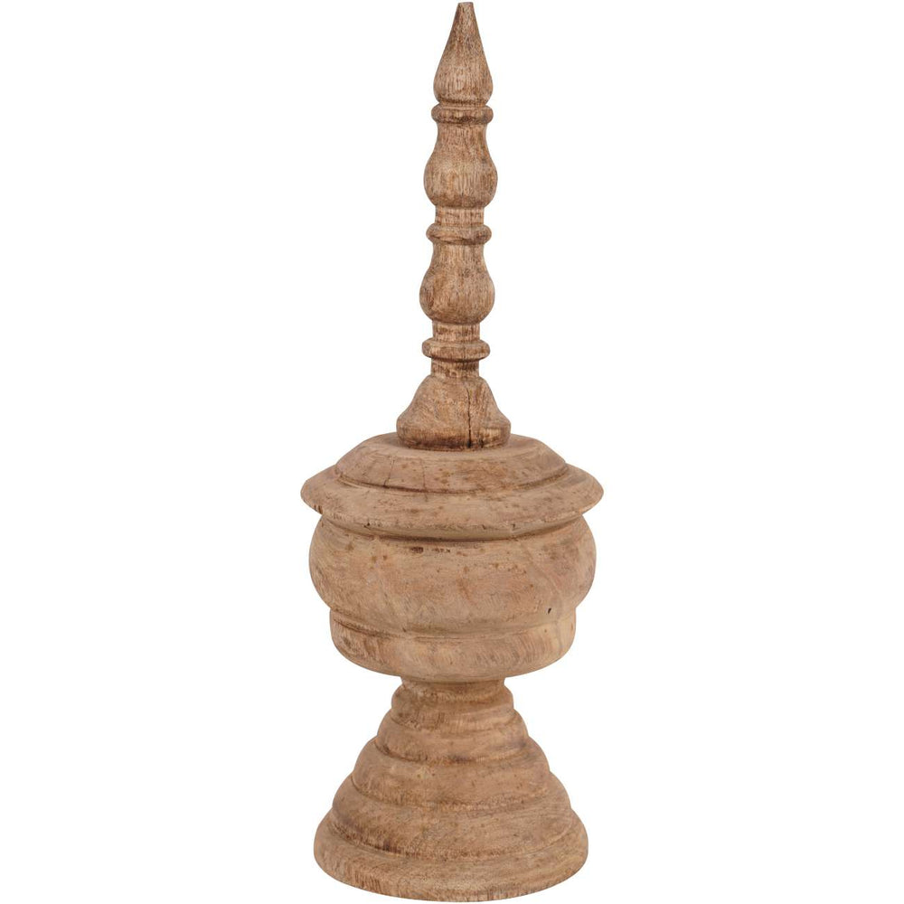 Hand Carved Wooden Finial Sculpture Small by Libra