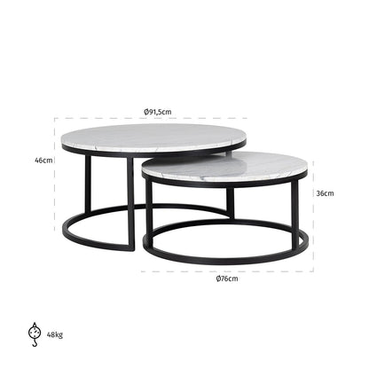 Coffee table Lexington set of 2 (White)- Richmond Interiors