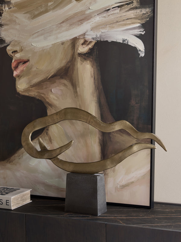 Isla Small Textured Brass Aluminium Abstract Sculpture by Libra, image 7