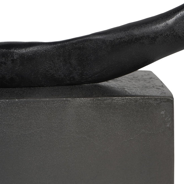 Isla Large Textured Black Aluminium Abstract Sculpture by Libra, image 5