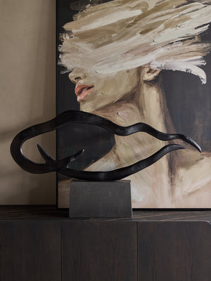 Isla Large Textured Black Aluminium Abstract Sculpture by Libra, image 7
