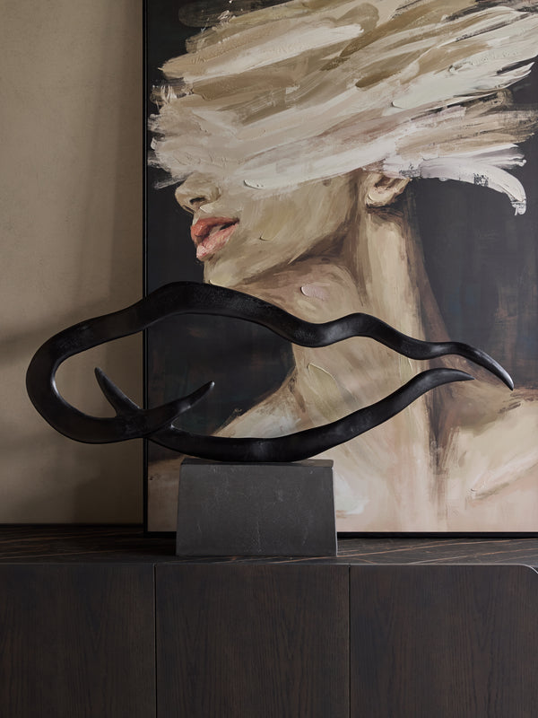 Isla Large Textured Black Aluminium Abstract Sculpture by Libra, image 7