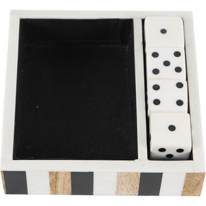 Piper White and Black Set of 4 Dice in a Tray by Libra, image 2