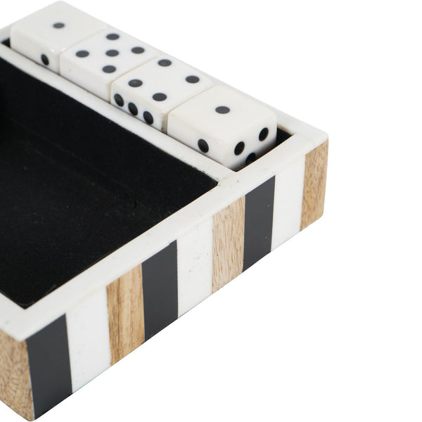 Piper White and Black Set of 4 Dice in a Tray by Libra, image 4