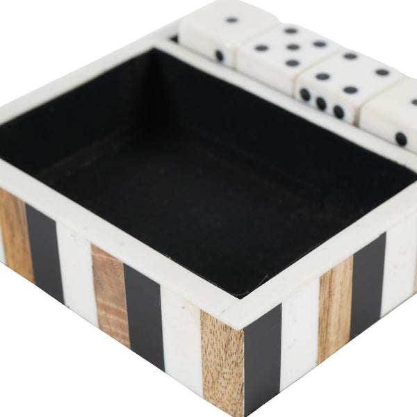 Piper White and Black Set of 4 Dice in a Tray by Libra, image 5