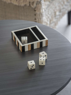 Piper White and Black Set of 4 Dice in a Tray by Libra, image 6