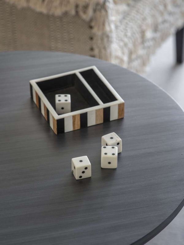 Piper White and Black Set of 4 Dice in a Tray by Libra, image 6