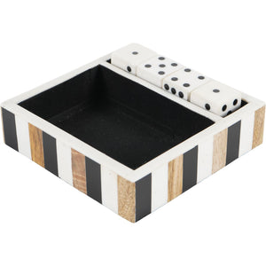 Piper White and Black Set of 4 Dice in a Tray by Libra