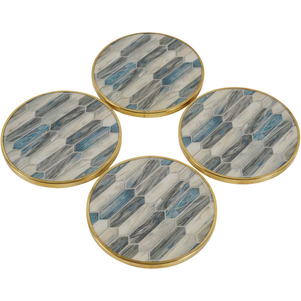 Blue Grey Mosaic Style Set of 4 Coasters by Libra, image 2