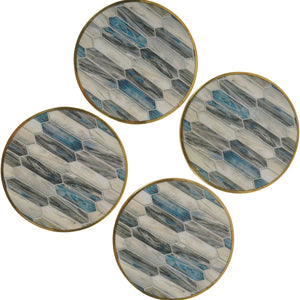 Blue Grey Mosaic Style Set of 4 Coasters by Libra, image 3